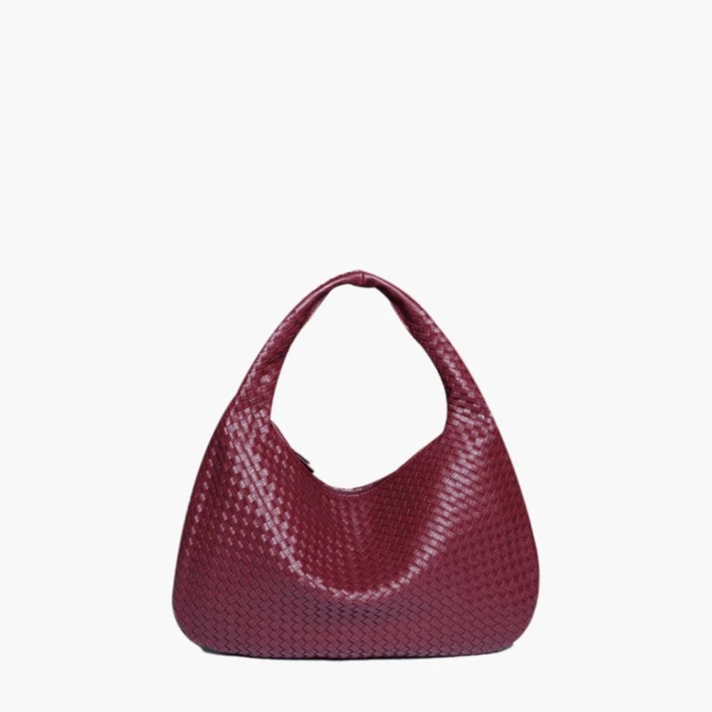 Elegant Burgundy Woven Handbag
